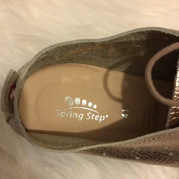 Spring Step Regina metallic Gold Oxford Shoes NIB